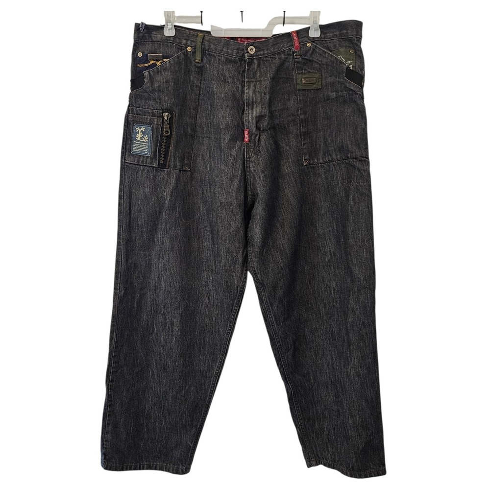Y2K LRG Kings Of Natural Baggy Wide Leg Jeans Size 42 Streetwear Skater Blue